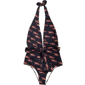 Verdelimon Turtle Deep V Halter-Style One-piece Swimsuit Size Small